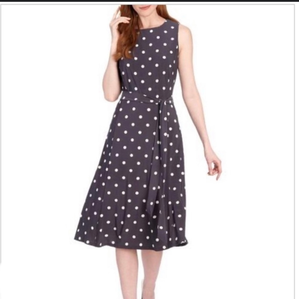 Anne Klein Grey Polka-Dot Dress